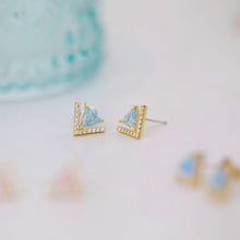 Load image into Gallery viewer, Triangle opal stud earrings - Origami Jewels