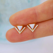 Load image into Gallery viewer, Triangle opal stud earrings - Origami Jewels