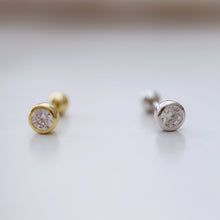Load image into Gallery viewer, NEW! | 5mm Stone Studs, sterling silver, classic CZ screwback cartilage earring, good for sensitive ears, simple conch, second lobe earring