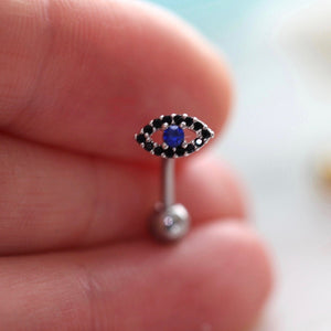 Evil Eye Belly Button Ring, floating navel ring, dainty belly ring, unique belly ring, small belly ring, belly piercing modern naval jewelry