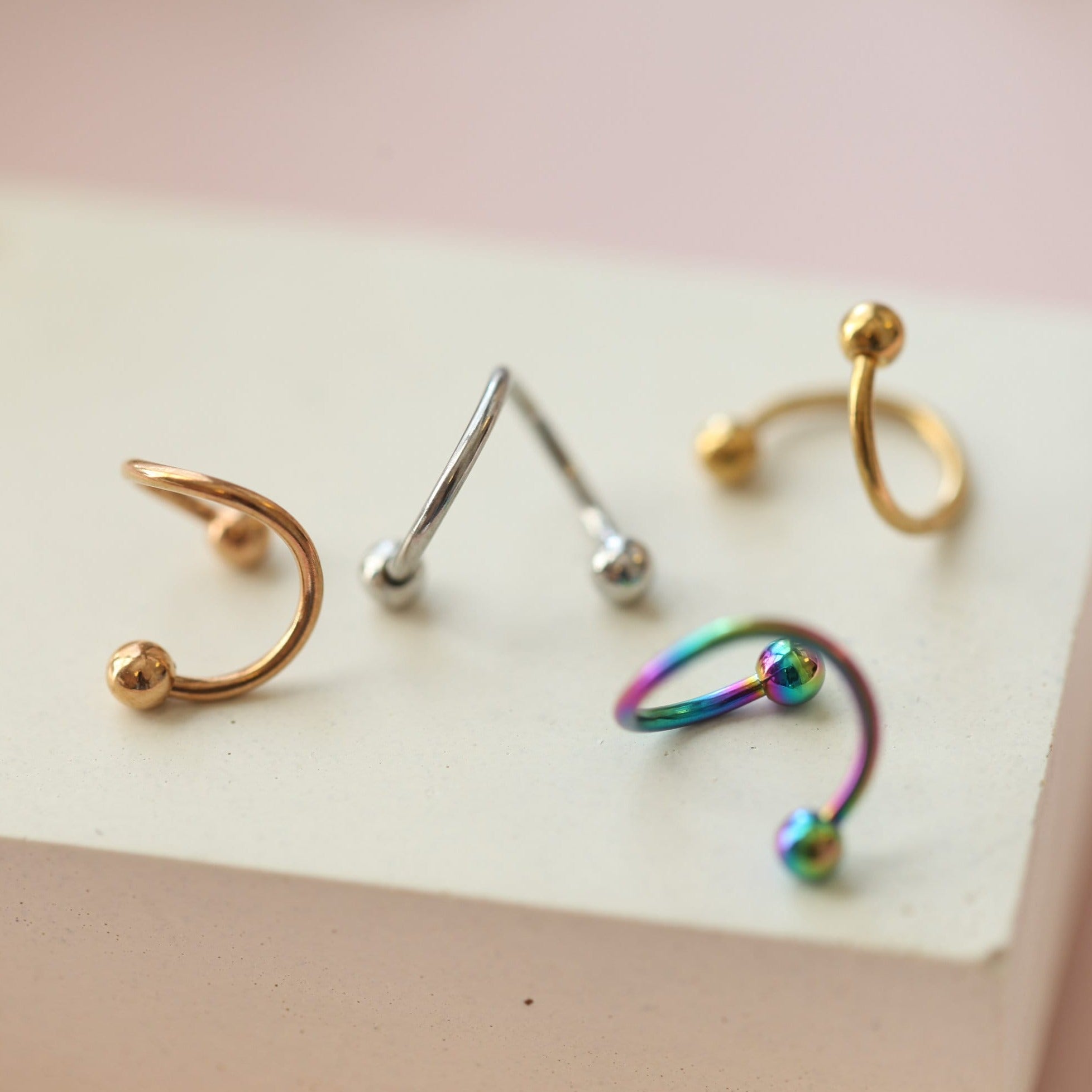 Double Spiral Barbell Earrings Twister Ball Piercing Helix Steel Earring  Jewelry