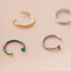 NEW! 20g/18g rainbow hoop, silver nose ring, Tragus ring, simple rook earring, wire hoop, rainbow daith hoops, rose gold, gold tragus ring