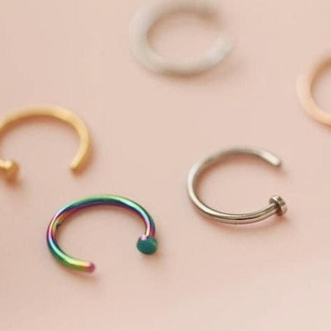 NEW! 20g/18g rainbow hoop, silver nose ring, Tragus ring, simple rook earring, wire hoop, rainbow daith hoops, rose gold, gold tragus ring