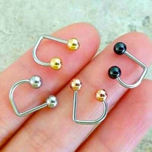 Load image into Gallery viewer, 16g Lip Ring Labret • 4mm Ball Classic Lip Ring • Gold Medusa Lip Piercing • Basic Silver Comfortable Lip Jewelry • Black Simple Lip Labret