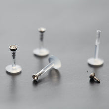 Load image into Gallery viewer, 2mm 16g Bioflex Labret Push In Silver, simple stainless steel lip stud, hypoallergenic earring, for sensitive ears, bioplast tragus earrings
