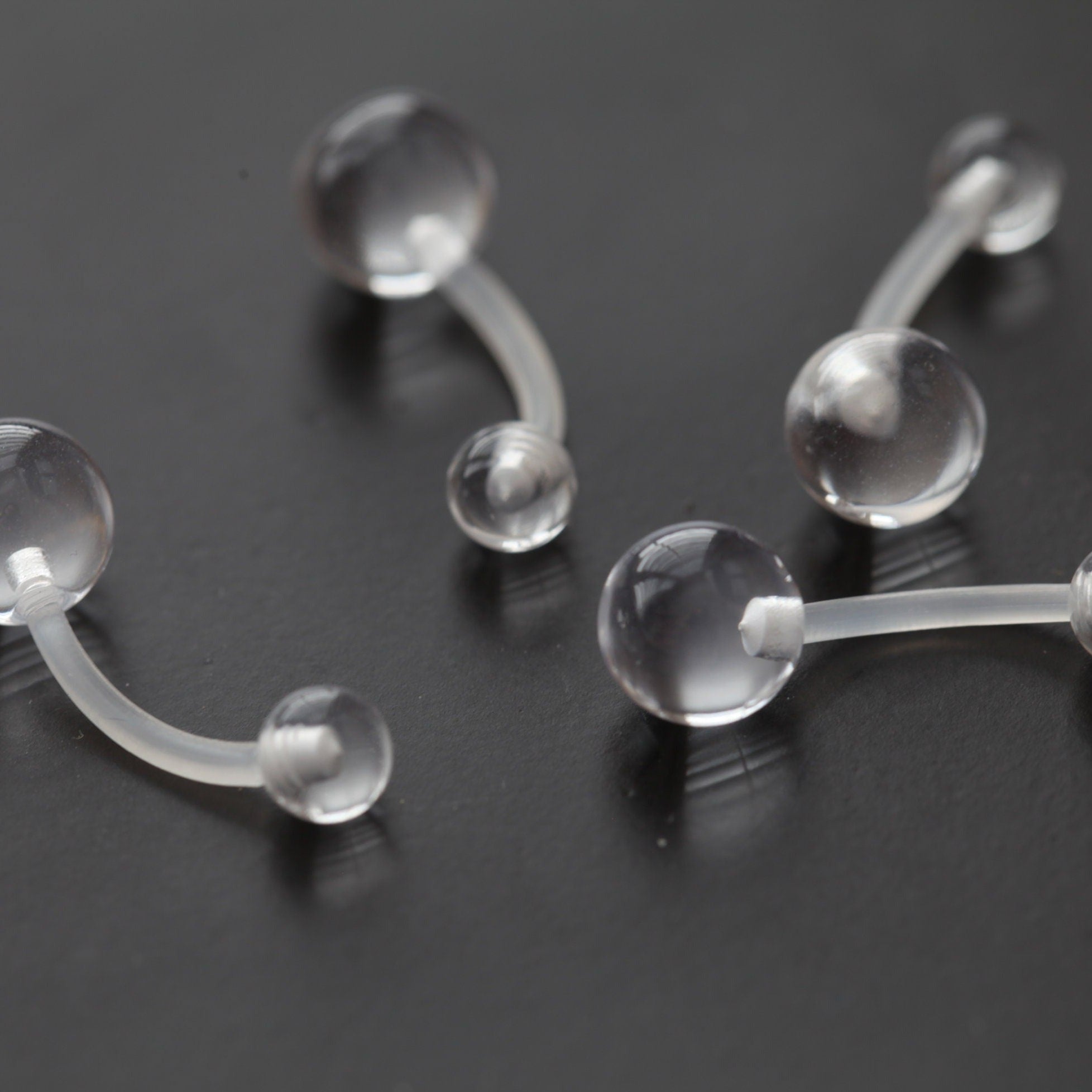 Clear Industrial Piercing Jewelry 3-Pack 14G BioFlex Belly Button