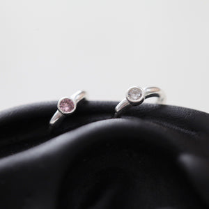 20g Colorful Solitaire Hoop, Sterling Silver 8mm cartilage ring, hinged conch Simple gemstone CZ huggie, dainty hypoallergenic helix earring