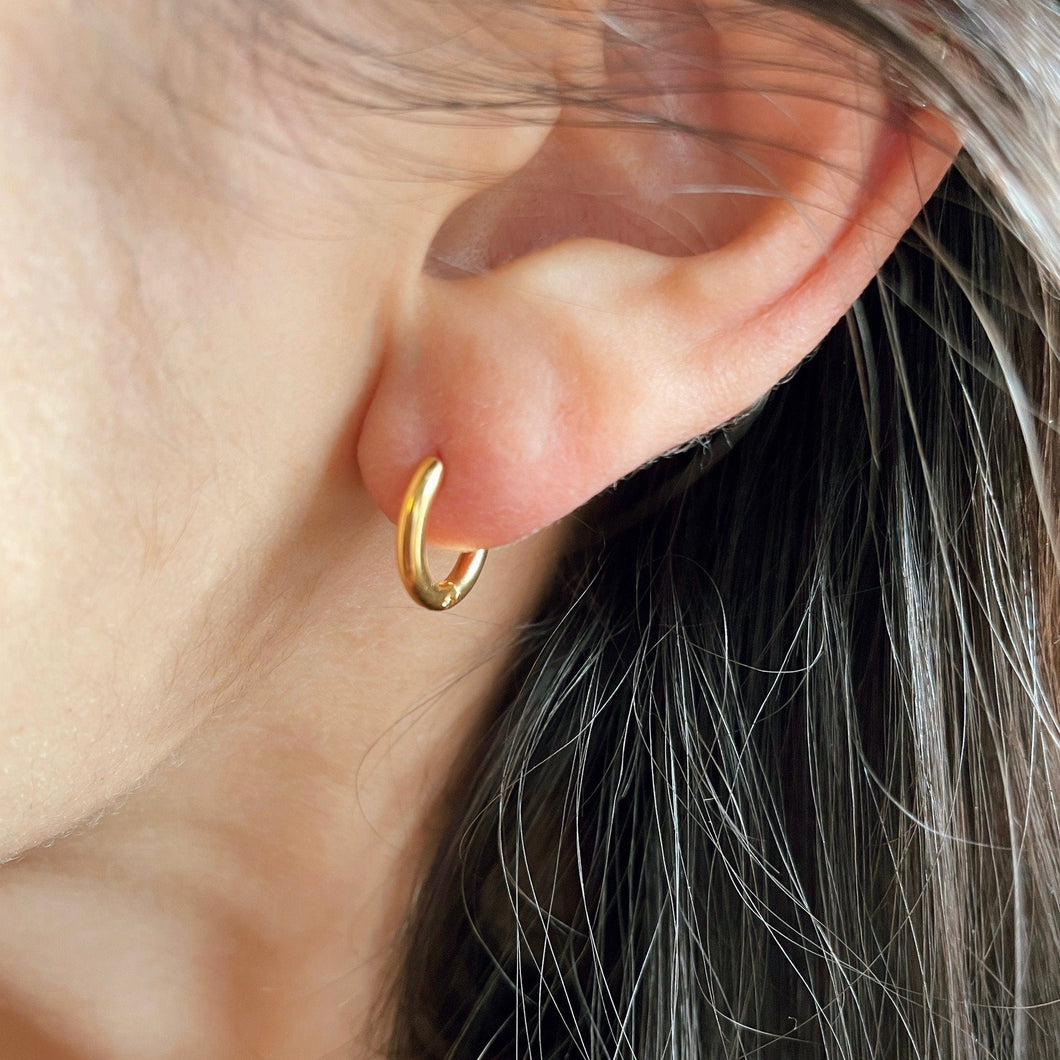 Simple Gold Hoop, 9mm surgical steel hoop, gold conch hoops, comfortable hypoallergenic silver hoop, perfect sized hoop, conch wrap ring