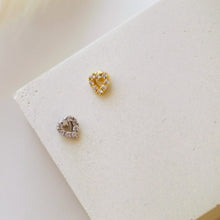 Load image into Gallery viewer, Teeny Tiny Heart threadless Cartilage Earring, mini Heart tragus stud, push pin conch earring, love cartilage piercing, simple minimalist