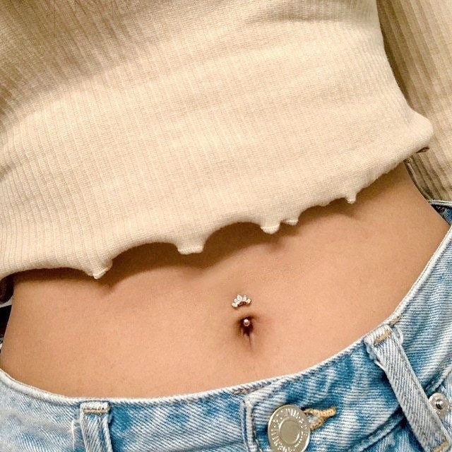 CZ Crown Belly Button Ring
