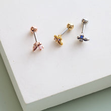 Load image into Gallery viewer, Colorful Butterfly cartilage studs, threadless tragus earring, dainty pink purple, blue butterfly barbell, helix daith conch fashion earring