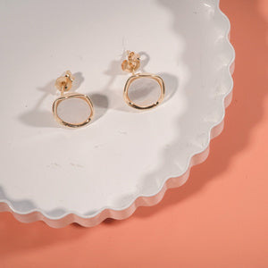 Circle opal stud earrings, sterling silver white opal earrings, daily studs, minimalist comfortable earrings, bridesmaids wedding gifts