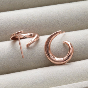 Gold Spiral stud earrings, sterling silver earrings, Twirl rose gold studs, simple wedding jewelry, bridesmaids gifts, birthday gift for her