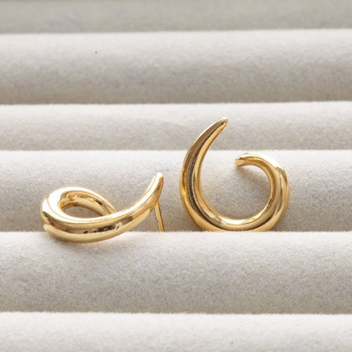 Gold Spiral stud earrings, sterling silver earrings, Twirl rose gold studs, simple wedding jewelry, bridesmaids gifts, birthday gift for her