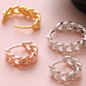 Twirl Chain Hoop, conch hoop, lobe hoop, Simple Chain Earrings, silver clicker hoop, gold twisted loop, rose gold cartilage piercing hoops