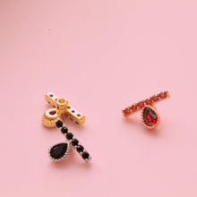 Load image into Gallery viewer, Line Teardrop Helix Labret, threadless pushback studs, small cartilage bar earring, tiny line piercing, dainty design conch cartilage stud