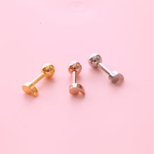Load image into Gallery viewer, Apostrophe tragus earring, threadless push pin mini cartilage earring, 18g grammar conch piercing dainty helix screwback meaningful jewelry