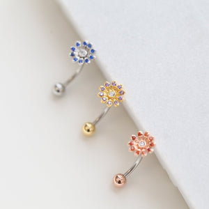 NEW! || WaterLily Navel Ring, Floating Belly Ring, dainty flower navel ring, unique belly ring, simple belly ring, dainty body jewelry,
