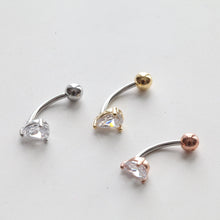 Load image into Gallery viewer, NEW! CZ Teardrop Navel Ring, Floating Belly Ring, dainty navel ring, trendy stone belly ring, simple belly button ring, small body jewelry