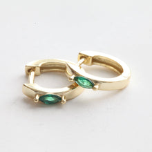 Load image into Gallery viewer, Rhombus Stone Gold Hoops • Emerald Green Stone Earrings • Bridal Shower • Graduation • Birthday Gifts • Bridesmaids Gifts • Wedding Jewelry