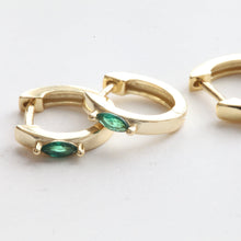Load image into Gallery viewer, Rhombus Stone Gold Hoops • Emerald Green Stone Earrings • Bridal Shower • Graduation • Birthday Gifts • Bridesmaids Gifts • Wedding Jewelry