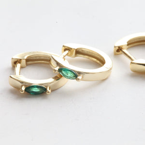 Rhombus Stone Gold Hoops • Emerald Green Stone Earrings • Bridal Shower • Graduation • Birthday Gifts • Bridesmaids Gifts • Wedding Jewelry