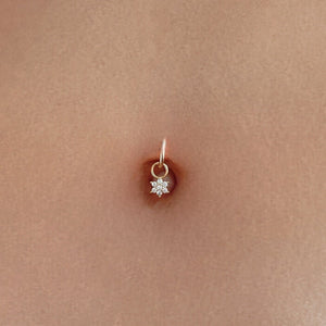 Belly Piercing • Tiny Belly Hoop • Simple Flower Navel Ring • Dainty Dangle Belly Ring • 14k Goldfill 925 Silver 18g Floral Belly Jewelry