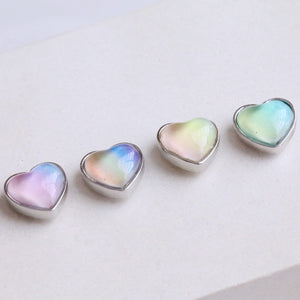 Heart Bubble Cartilage Earrings • Rainbow Push in Flatbacks • Y2K Conch Studs • Statement Labret • Dainty Silver Piercing • Popular Studs