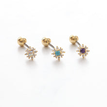 Load image into Gallery viewer, NEW || Mini Iridescent Sunflower Navel Ring • Floating Belly Ring • Gold Belly Rings • Simple Floatie Belly Rings • Trendy Dainty Body Jewel