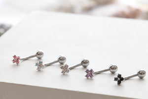 NEW! • Mini Iridescent 4 Petal Navel Ring • Floating Belly Ring • Silver Simple Floatie Belly Rings • Trendy Dainty Body Jewelry