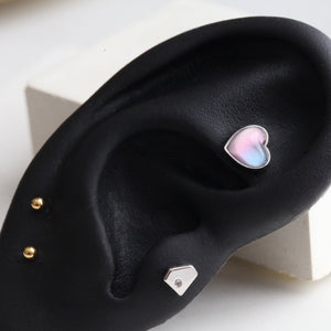 Heart Bubble Cartilage Earrings • Rainbow Push in Flatbacks • Y2K Conch Studs • Statement Labret • Dainty Silver Piercing • Popular Studs