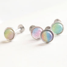 Load image into Gallery viewer, Circle Candy Cartilage Earrings • Colorful Tragus Stud • Unicorn Moonstone Conch • Bubble Labret • Silver Piercing • Bestselling Earring