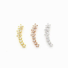 Load image into Gallery viewer, CZ Dainty curved cartilage earring, fashion earrings, cute ear sweep, ear Climbers, delicate earrings, dainty earring, star line earring
