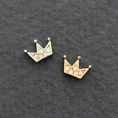 CZ Crown cartilage earring, tiara tragus earring, helix conch piercing, dainty cartilage piercing, silver cartilage rose gold stud earrings