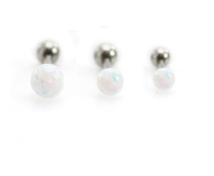 16g Opal Cartilage Earring • White Opal Barbell • Classic Conch Earrings • Set Of 3 Triple Helix Earring • Rainbow Opal Stone Tragus Earring