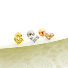 Load image into Gallery viewer, CZ Pave Tiny Heart Medusa Labret jewelry, Tragus Earring, cute fashion earring, simple cartilage earrings, heart studs, gold heart earrings